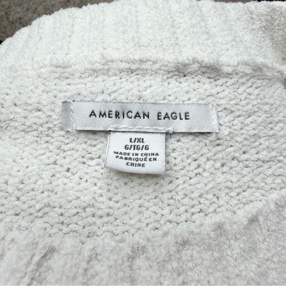 American Eagle Rainbow Stripe Cream Chenille Knit Sweater L/XL Large Extra Large - Picture 6 of 11